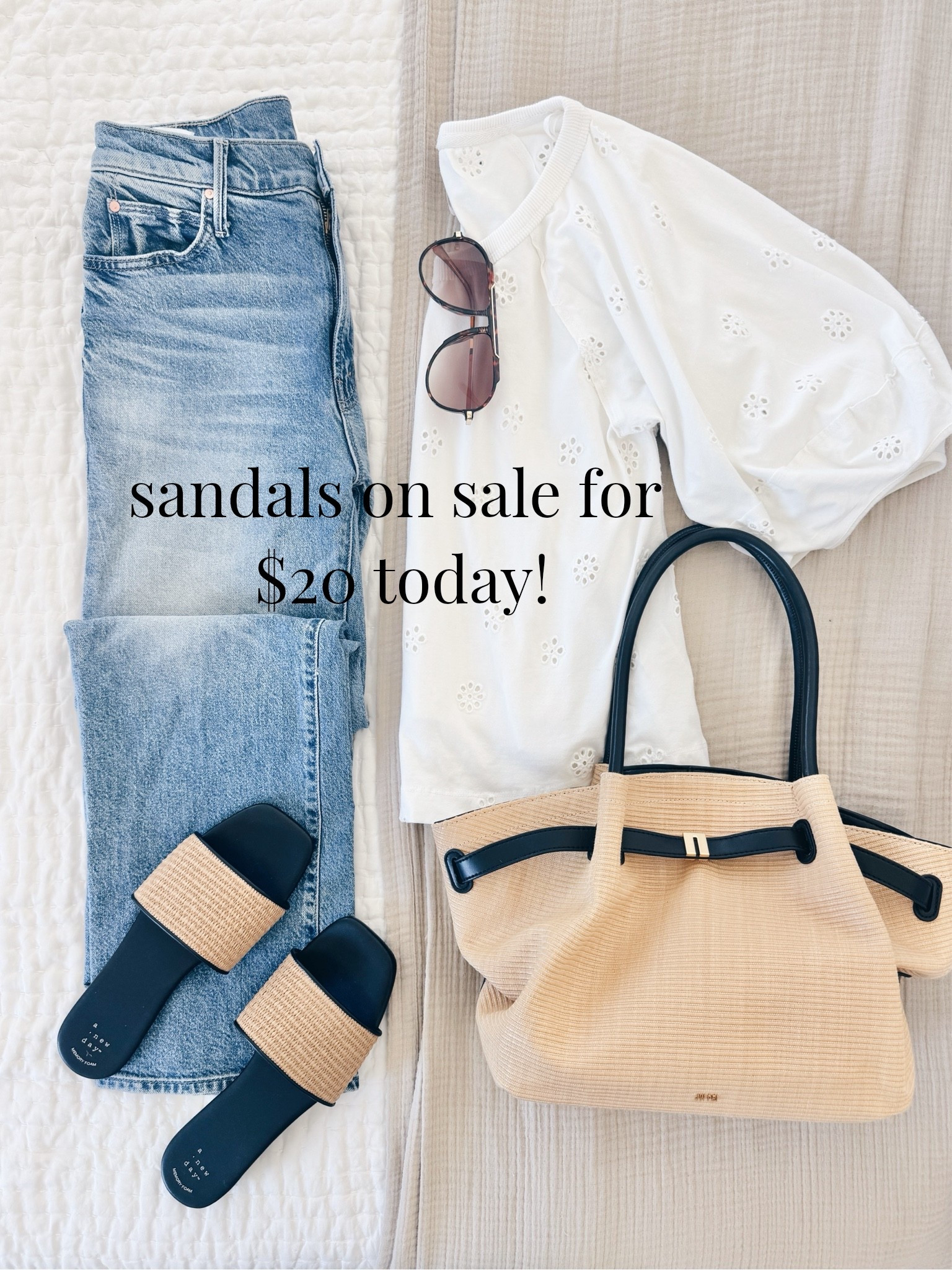 These sandals are 20% off today! Only $20. True to size along with the jeans and oversized tee.

#LTKgrwm #LTKootd #LTKSaleAlert
