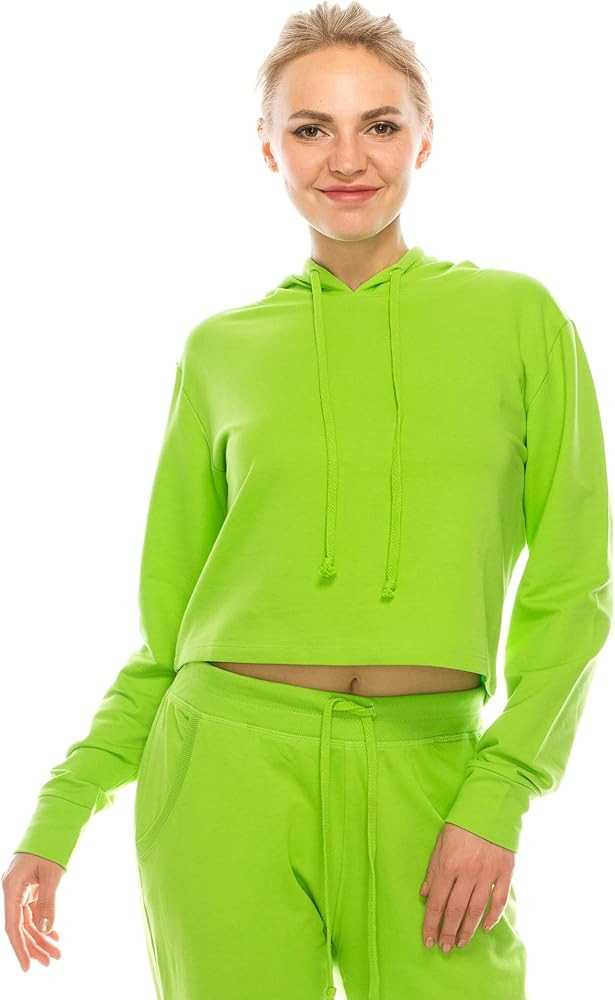 Women's Casual Crop Hoodie Sweatshirt - Long Sleeve Cute Cropped Plain Workout Drawstring Hooded ... | Amazon (US)