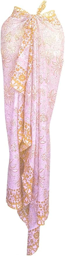 Rastogi Handicrafts 100% Cotton Hand Block Print Sarong Womens Swimsuit Wrap Cover Up Long (73" x... | Amazon (US)