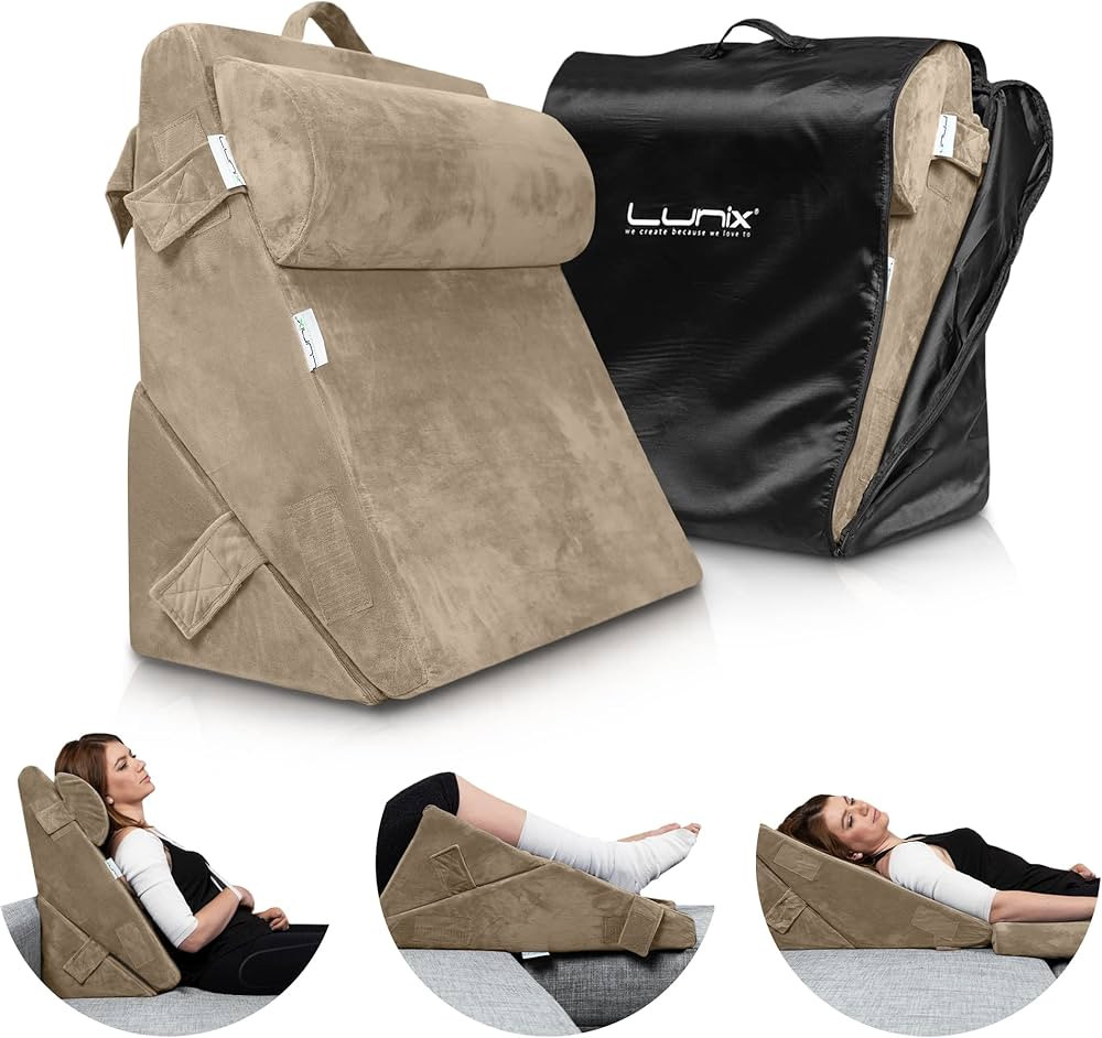 Lunix LX6 3pcs Orthopedic Bed Wedge Pillow Set, Post Surgery Memory Foam for Back, Leg and Knee Pain | Amazon (US)