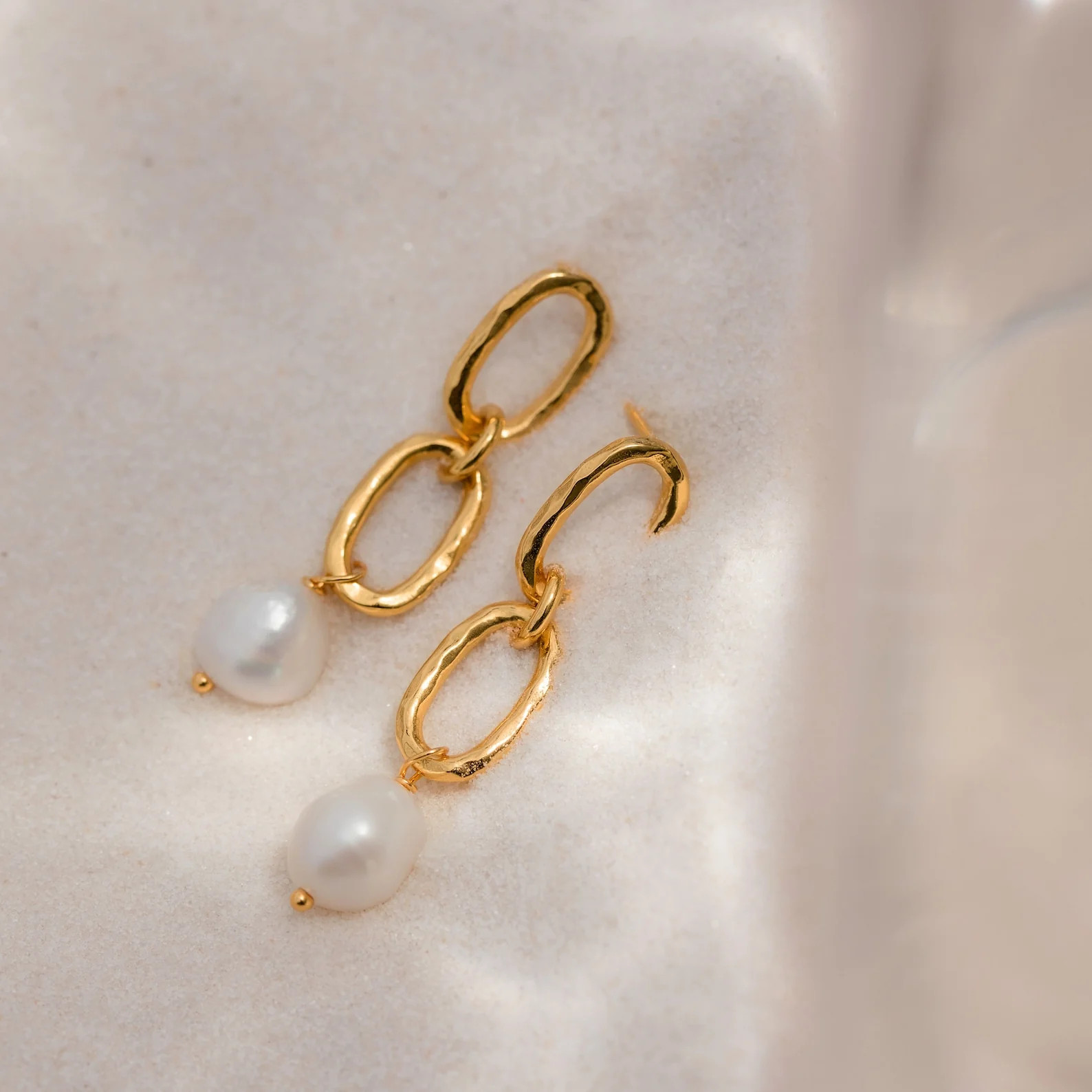 Pearl Drop Link Studs | Caitlyn Minimalist