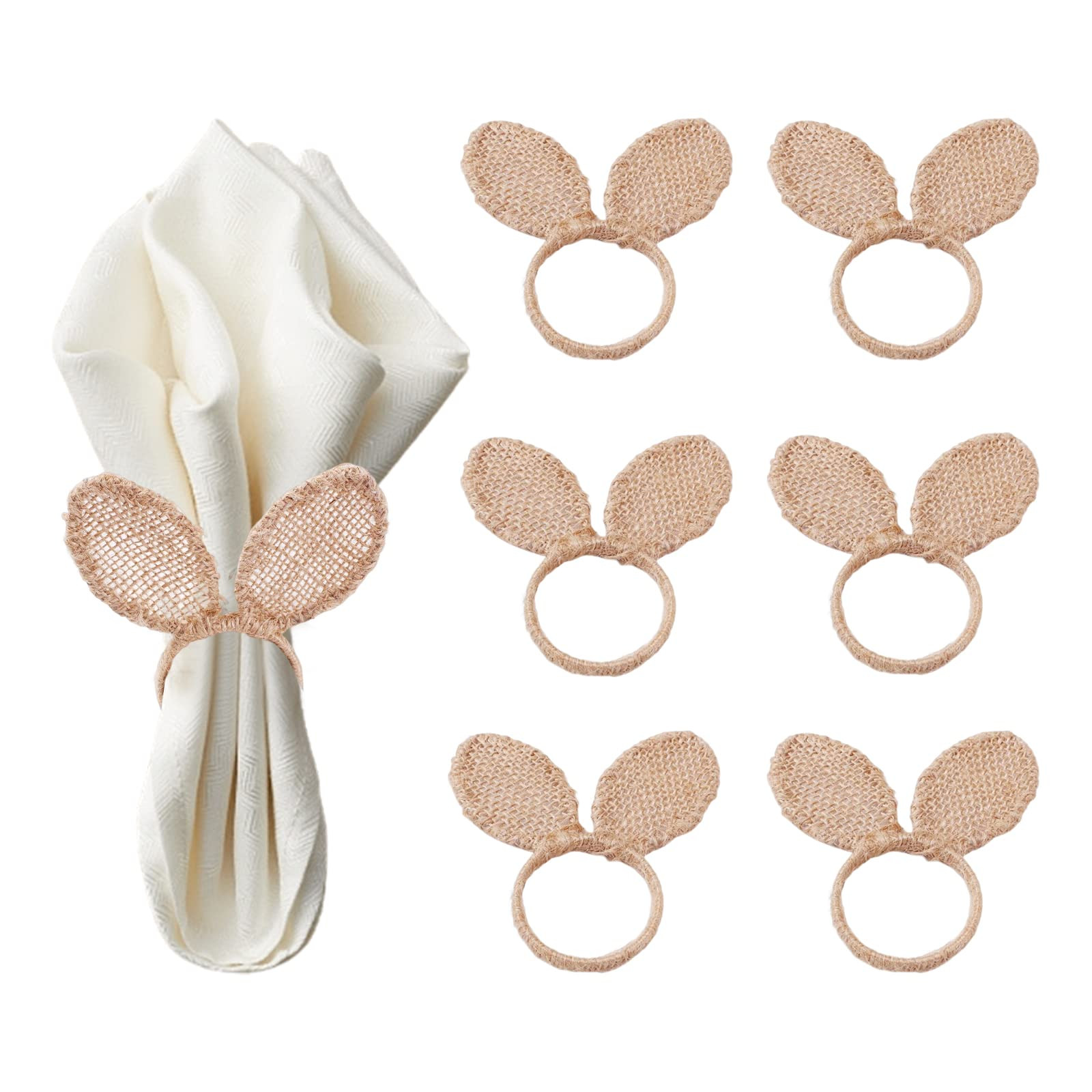 6pcs Easter Bunny Ears Carrot Napkin Ring,Rustic Hand Woven Napkin Ring Holder for Dinning Room T... | Amazon (US)