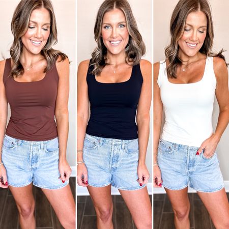 These double lined stretchy tops from Amazon are so comfortable and you can wear a regular bra! I’m wearing a medium in all of them! 

#LTKstyletip #LTKfindsunder50 #LTKsalealert