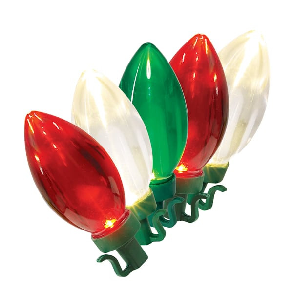 70-Count Led Transparent Red, Green & Warm White C9 String Light Reel, Plastic, sold by At Home | At Home