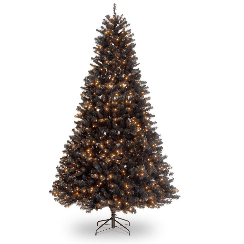 9 ft. North Valley Black Spruce Hinged Tree with 700 Clear Lights | The Home Depot