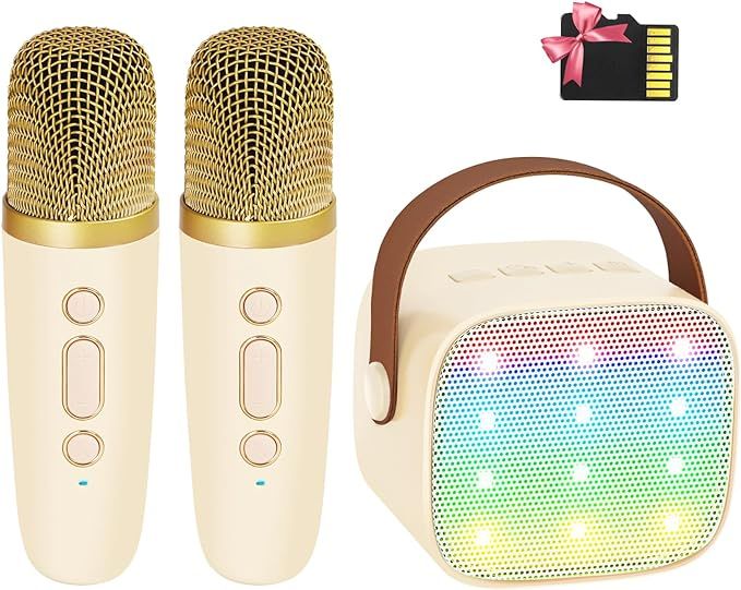 YLL Mini Karaoke Machine with 2 Wireless Microphones for Kids Adults, 18 Pre-Loaded Songs, Portab... | Amazon (US)