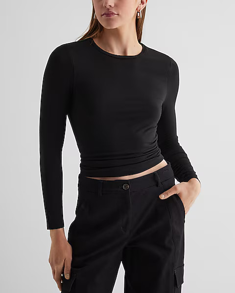 Supersoft Fitted Crew Neck Long Sleeve Tee | Express