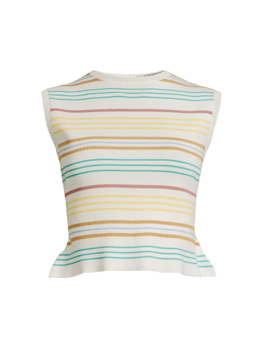 Striped Pointelle-Knit Sleeveless Top | Saks Fifth Avenue