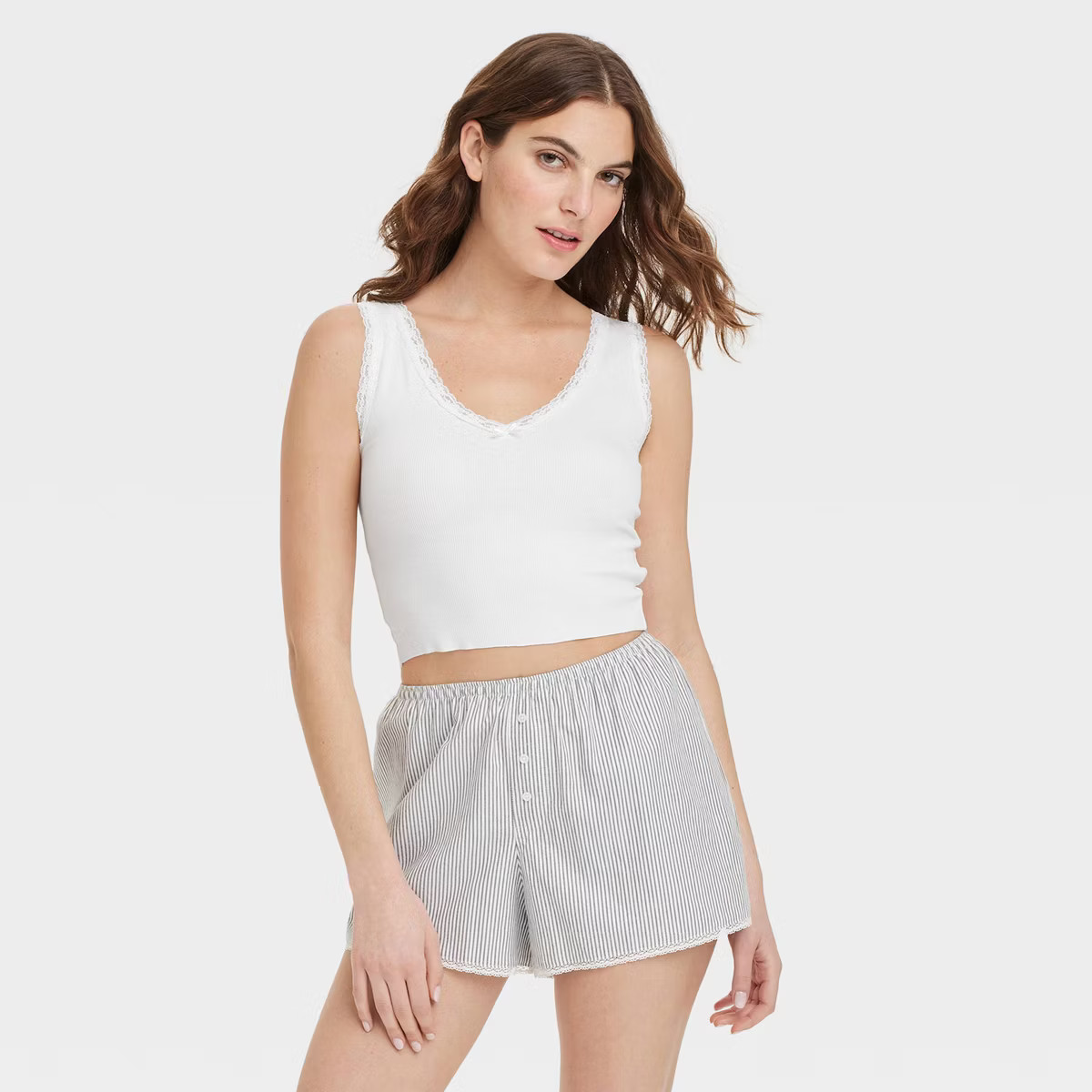 Women's Lace Trim Ribbed Pajama Tank Top - Colsie™ Green 2X | Target