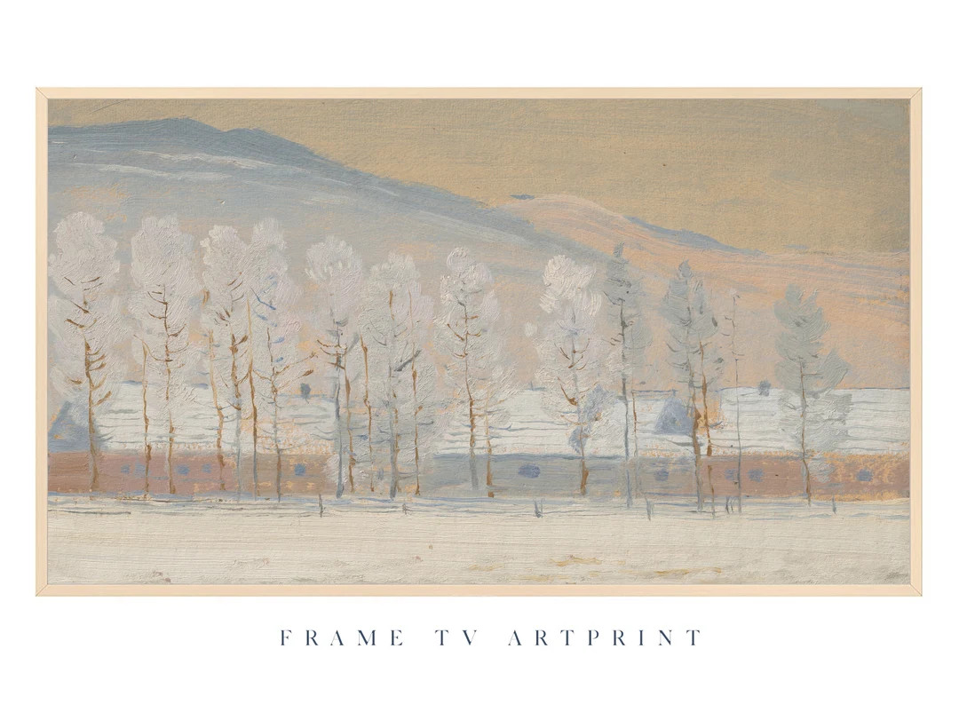 Samsung Frame TV Art Vintage winter Wonderland Snow Minimal Holiday Landscape Tree Christmas Farm... | Etsy (US)