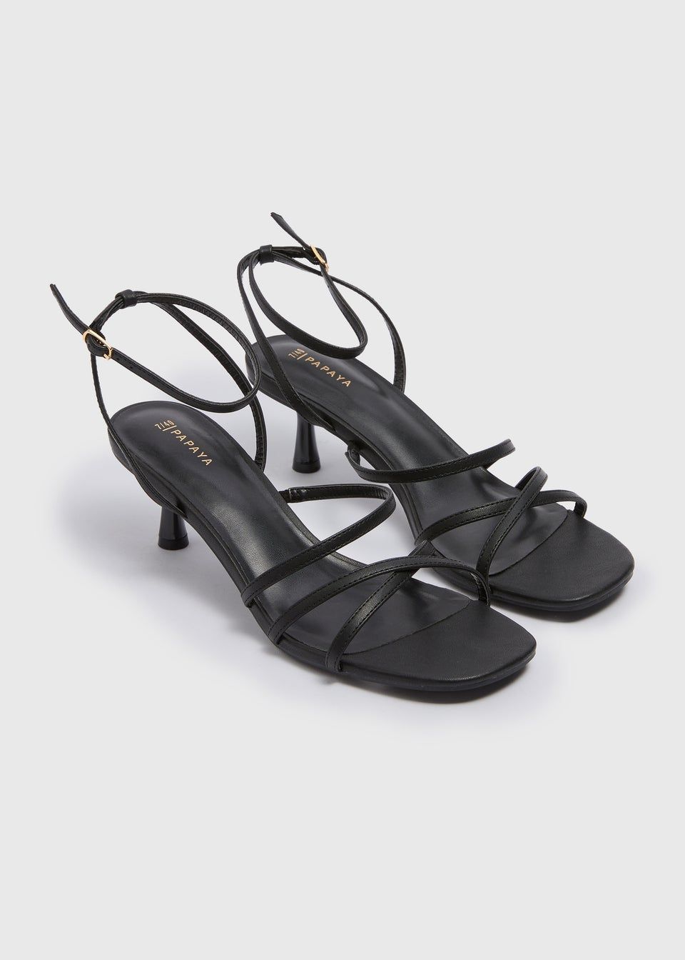 Black Strappy Kitten Heels - Size 5 | Matalan (UK)
