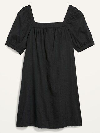 Puff-Sleeve Dobby Mini Swing Dress for Women | Old Navy (US)