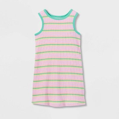 Toddler Girls&#39; Printed Ribbed Tank Top Dress - Cat &#38; Jack&#8482; Purple 12M | Target