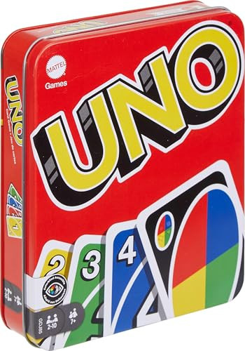 Mattel Games UNO Card Game in Travel & Storage Tin for Kid, Adult & Family Nights & Parties, Color Blind Accessible & Customizable Deck (Amazon Exclusive) | Amazon (US)
