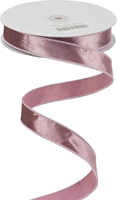 MEEDEE Dusty Rose Velvet 1 Inch Pink Wired Ribbon 25 Yards Crushed Velvet Christmas Ribbon for Tr... | Amazon (US)