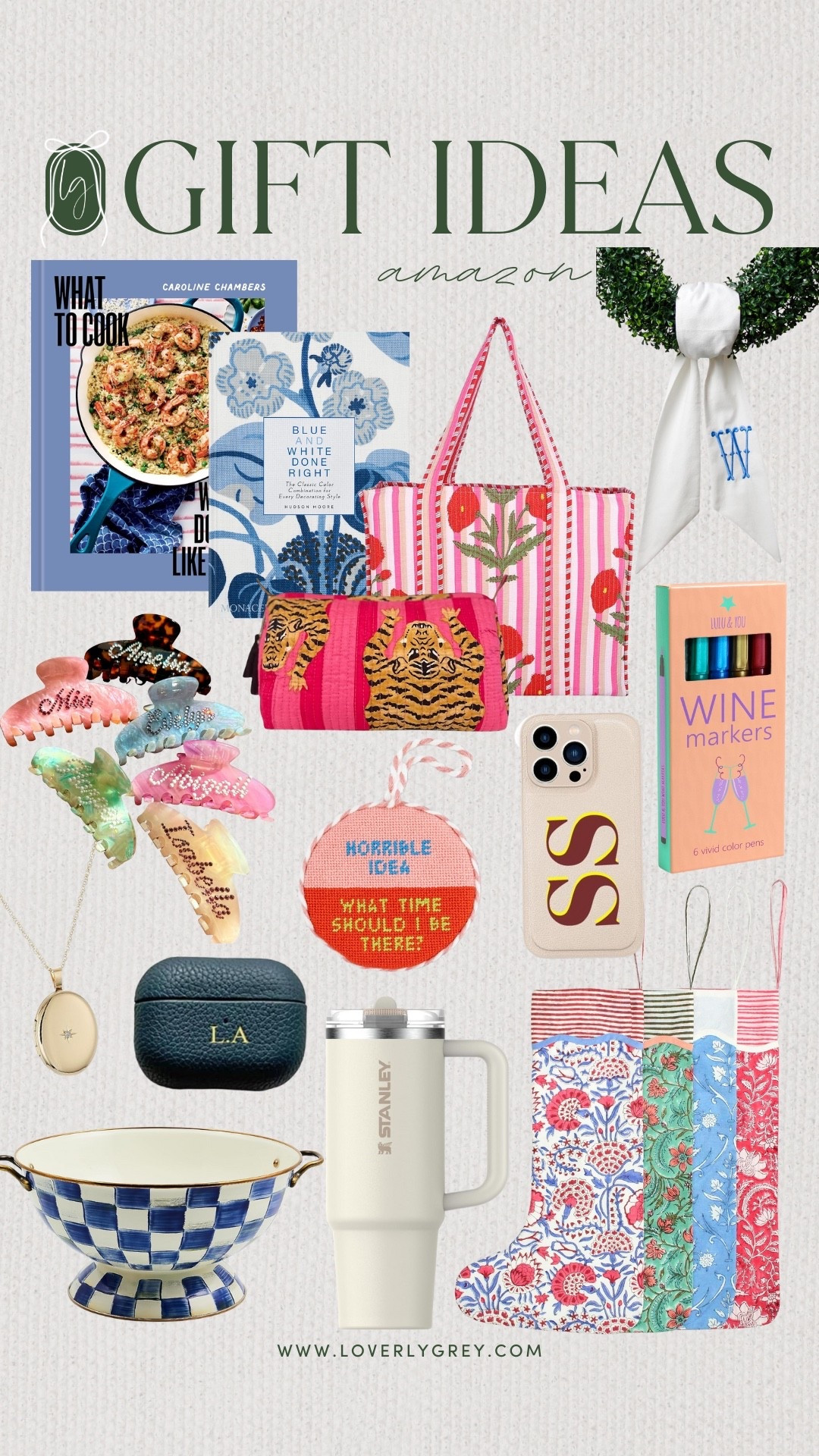 Amazon gift ideas! I am loving the phone case, claw clips, and wine markers as stocking stuffers this holiday season! For bigger gifts the tote bag, coffee table books, and Mackenzie Childs bowl would be perfect for the holiday! 

#LTKHoliday #LTKSeasonal #LTKGiftGuide