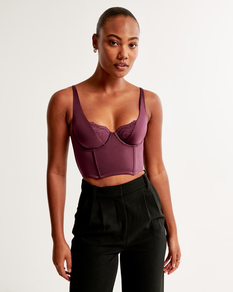 Lace and Satin Balconette Corset | Abercrombie & Fitch (US)