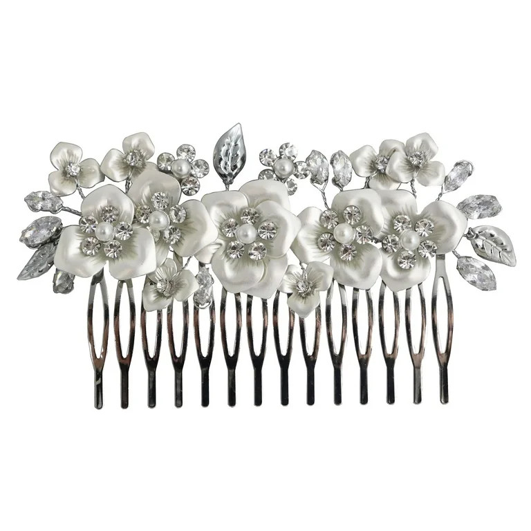 Believe by Brilliance Fine Sliver Plated Hair Comb with Genuine Cubic Zirconia and Simulated Pear... | Walmart (US)