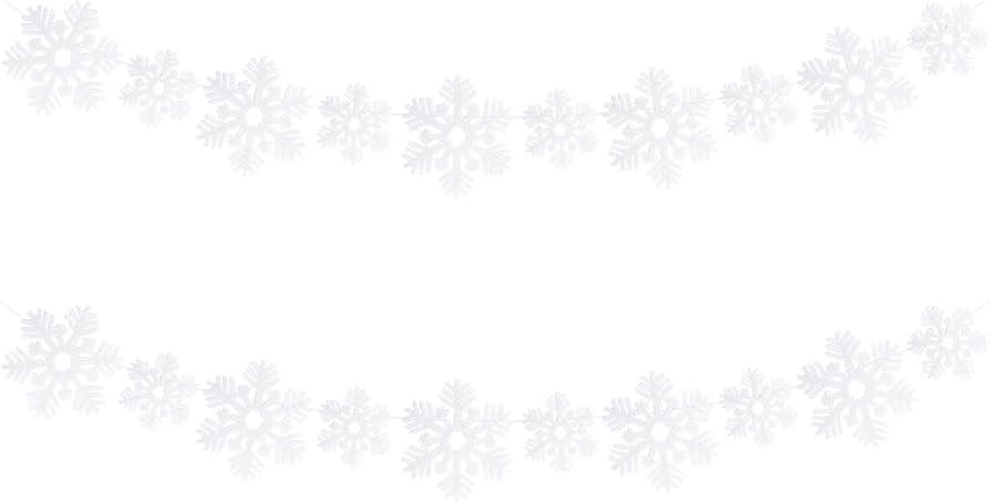 FAZHBARY 2 Pack White Felt Snowflake Garland Banner Winter Garland Snow Banner Christmas Winter T... | Amazon (US)