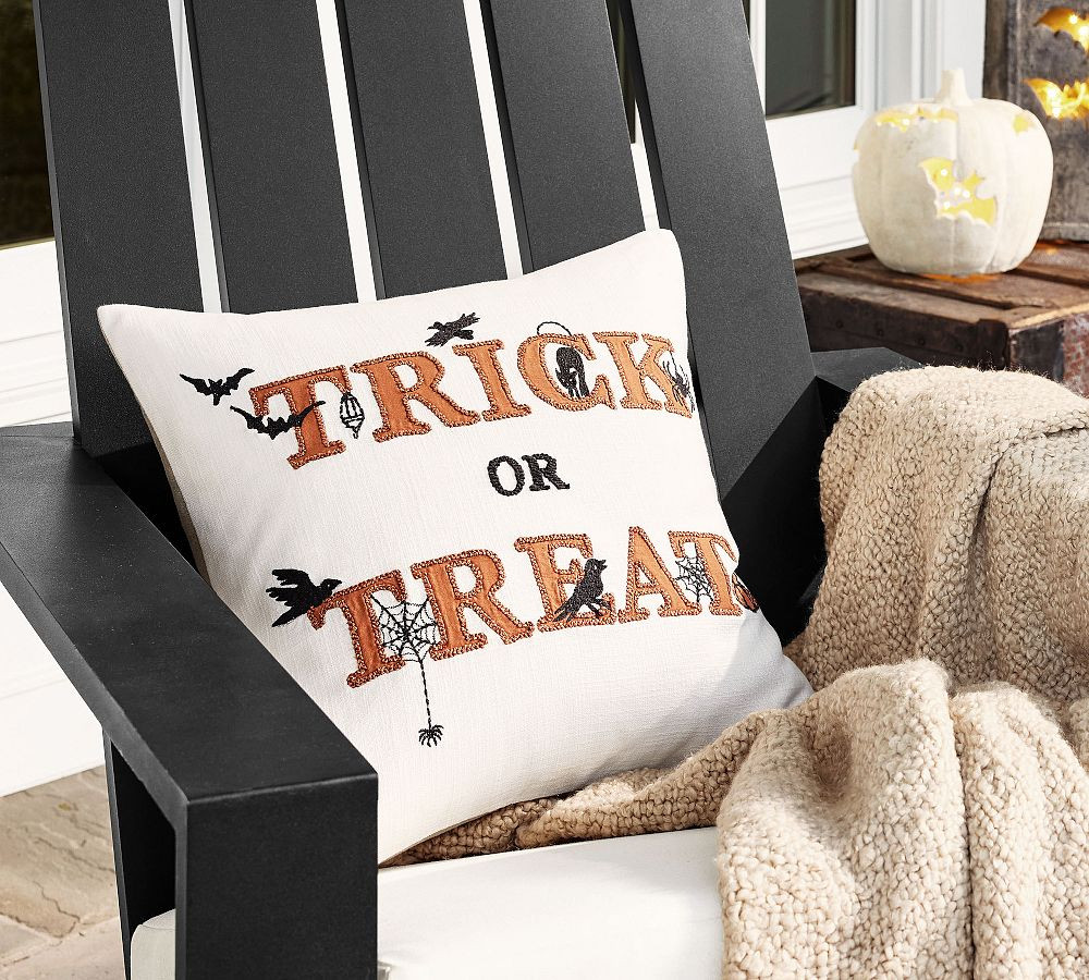 Trick or Treat Embroidered Pillow Cover | Pottery Barn (US)