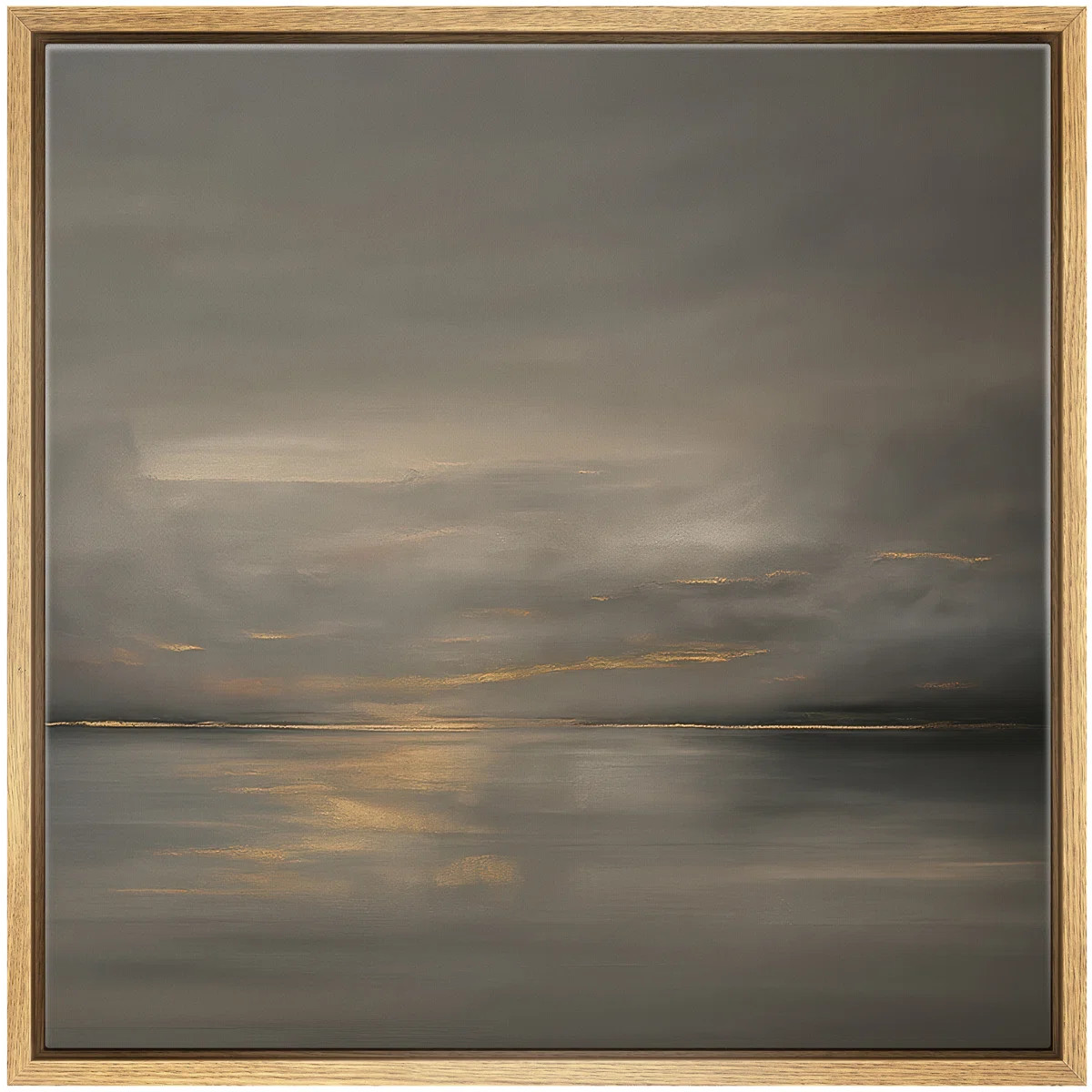 Moody Neutral Seascape with Soft Horizon and Golden Reflections \u2013 Pictures Framed Canvas Pri... | Wayfair North America