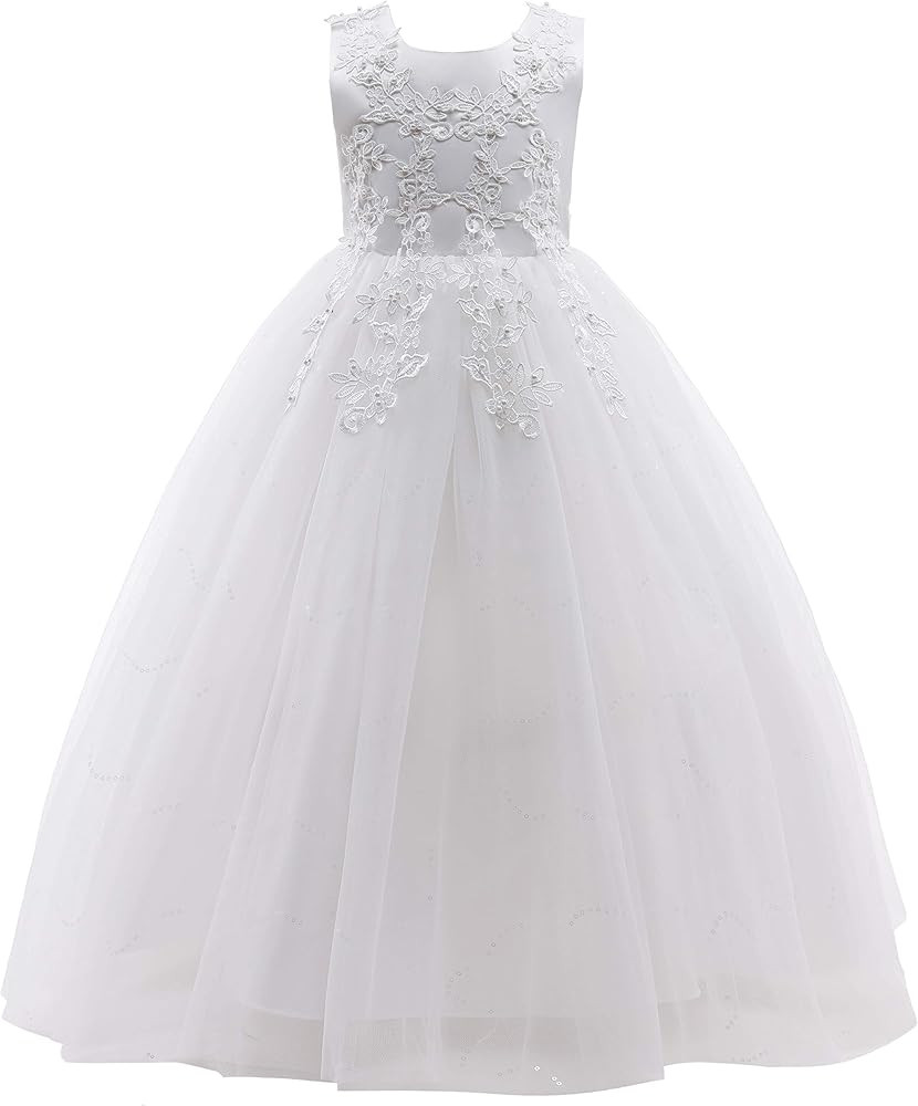 Weileenice Little/Big Girls Lace Bridesmaid Dress Flower Kid Wedding Ball Gown Toddler Princess P... | Amazon (US)