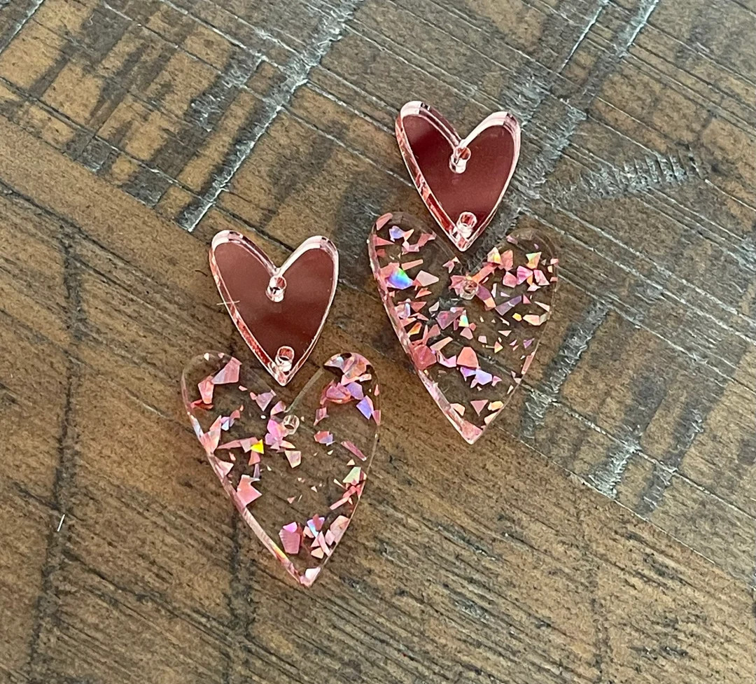 You Make Me Blush Stacked Acrylic Sweetheart Bundle Findings Connectors (2 pair) | Etsy (US)