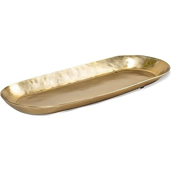 Red Co. 16 inch Long Oval Decorative Metal Aluminum Tabletop Display Tray, Gold | Amazon (US)