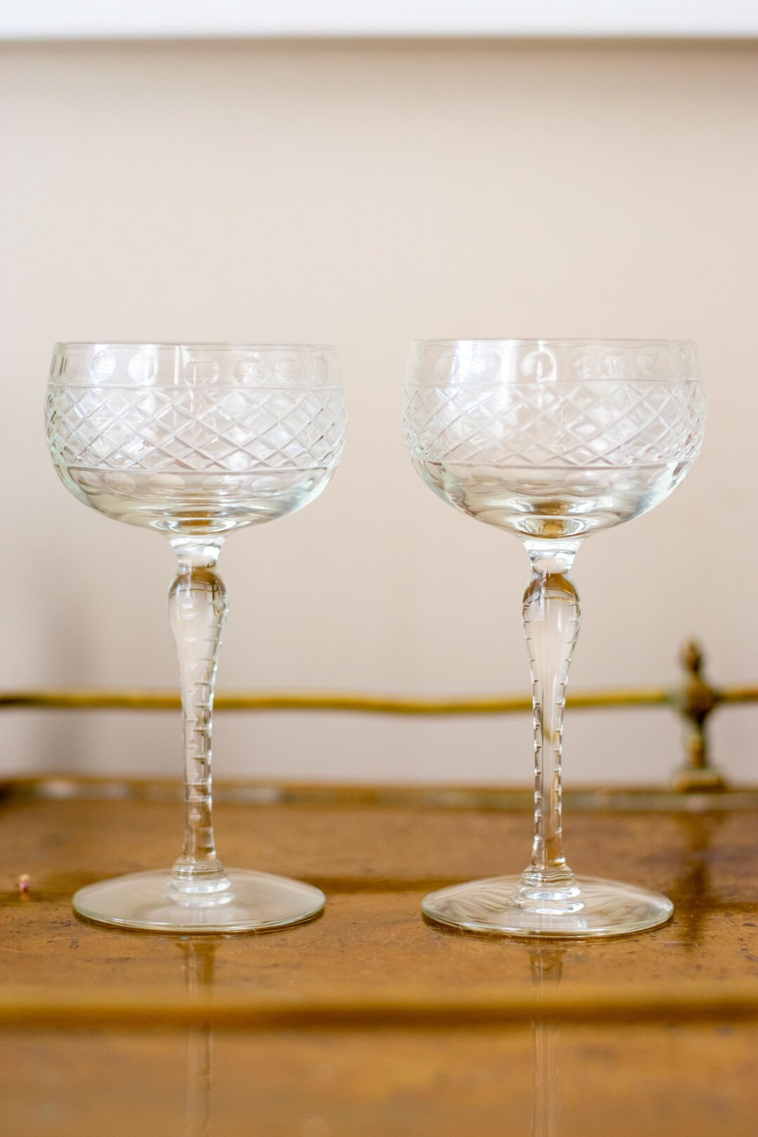 Vintage Etched Polka Dot Coupe Glasses - Etsy | Etsy (US)