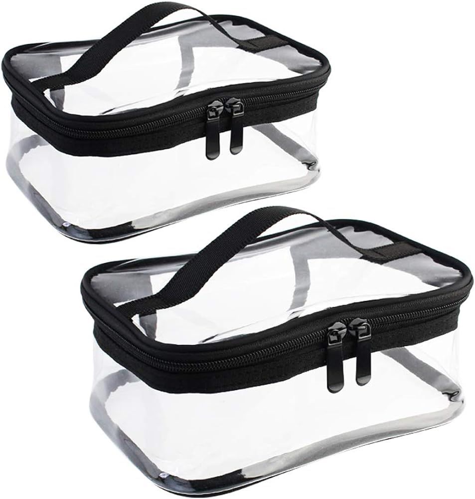 Wobe 2 Pack Portable Clear Makeup Bag Zipper Waterproof Cosmetics Bag Transparent Travel Storage ... | Amazon (US)