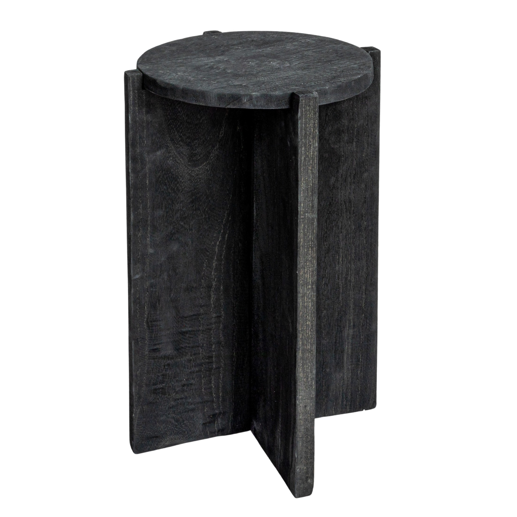 Creative Co-Op Paulownia Wood Round Accent Table, Black | Walmart (US)