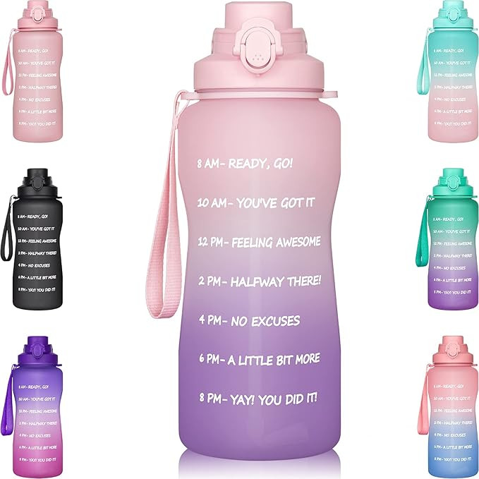 Half Gallon Water Bottle with Time Marker & Straw - 64 oz BPA Free Large Motivational Sports Wate... | Amazon (US)