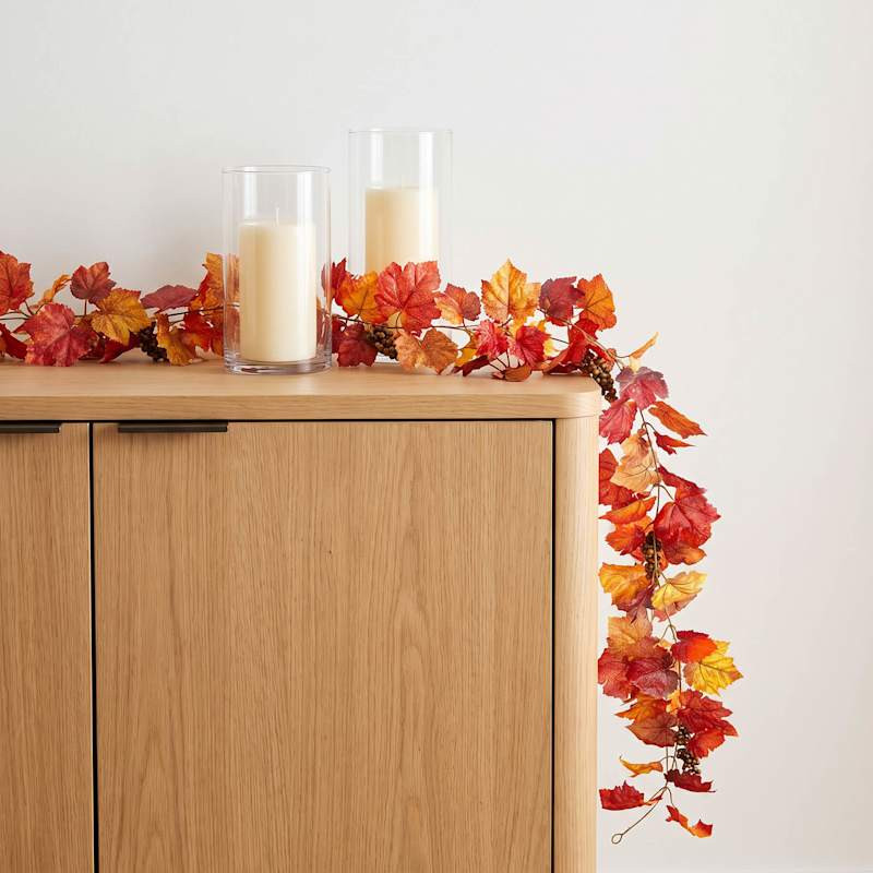 Orange Grape Leaf & Berry Spray Garland, 6' | At Home