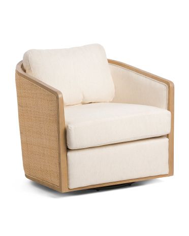 30in Boucle And Rattan Accent Chair | Marshalls