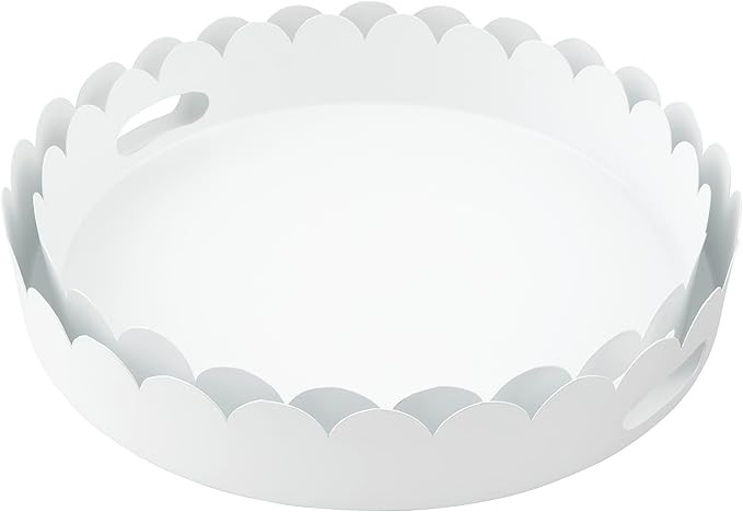Mud Pie Nested Scalloped Metal Tray Set, 17" dia, White | Amazon (US)
