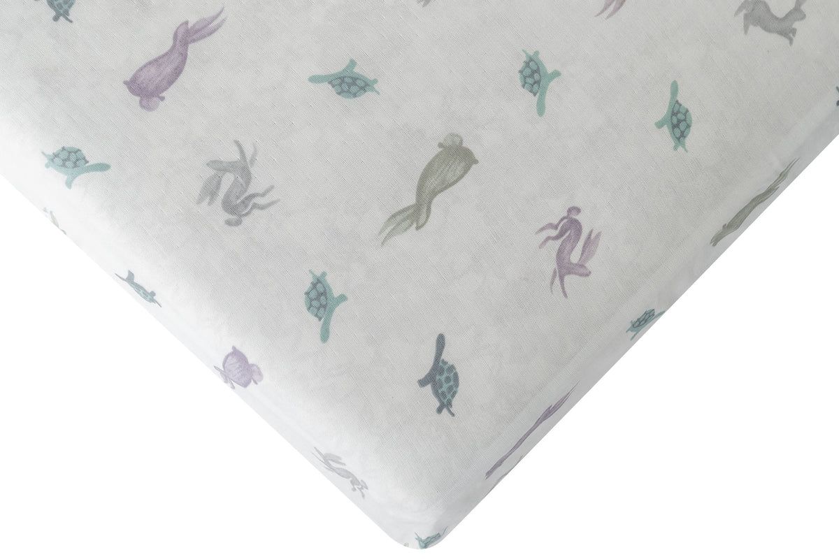 Fitted Bamboo Crib Sheet - The Tortoise & The Hare | Nest Designs
