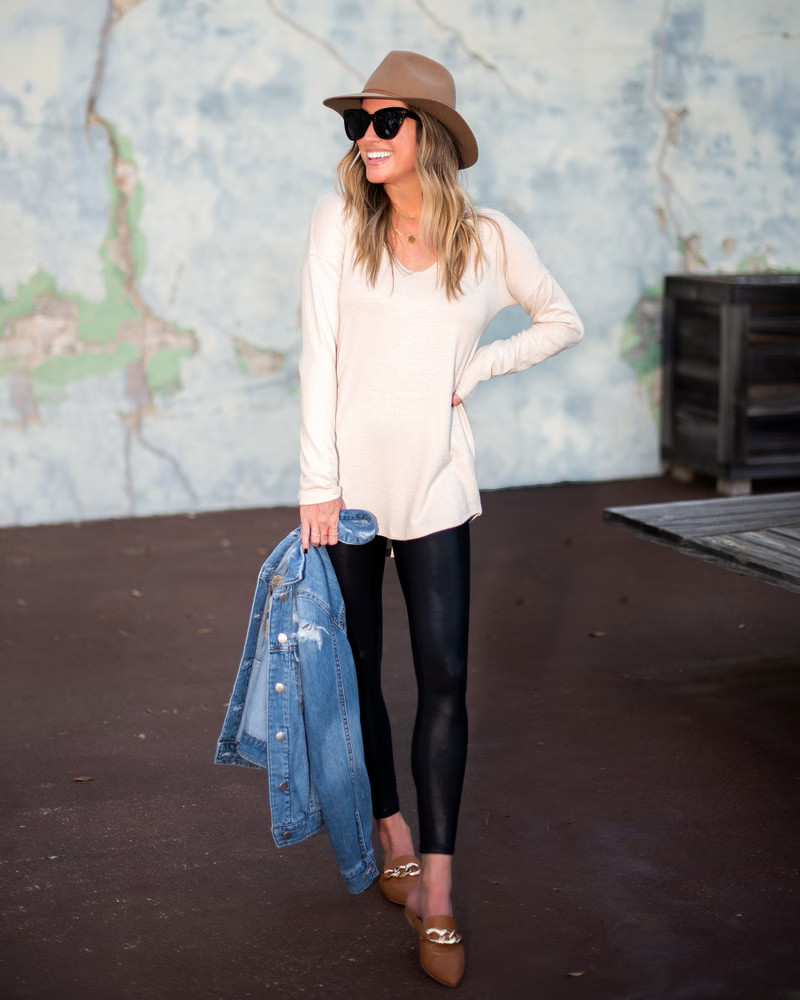 Women's Cozy Long-Sleeve V-Neck Legging Tee | Women's Tops | Abercrombie.com | Abercrombie & Fitch (US)