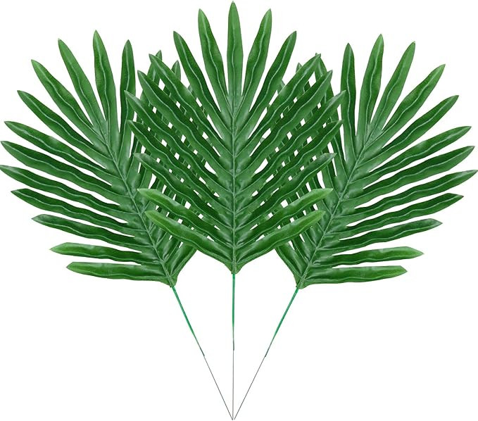 ElaDeco 36 Pcs Artificial Tropical Palm Leaves with Stems Luau Party Decoration Faux Palm Leaves ... | Amazon (US)
