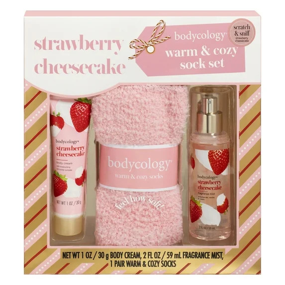 Bodycology Strawberry Cheesecake Body Care & Cozy Sock Gift Set, 3 Piece | Walmart (US)