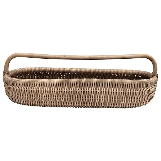 Handled Oval Rattan Basket | Antique Farm House