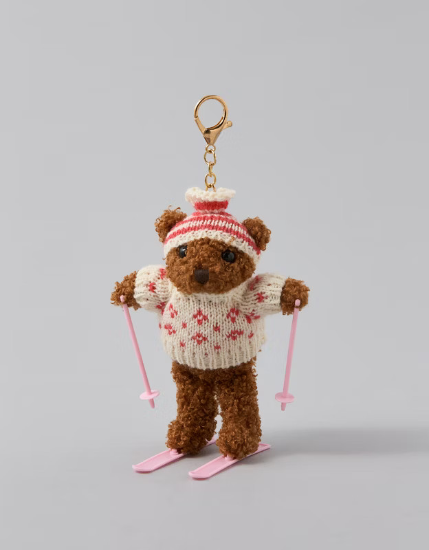 AE Teddy Bear Skier Keychain | American Eagle Outfitters (US & CA)