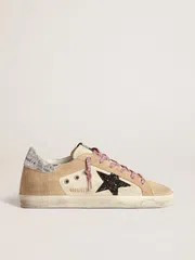 Super-Star sneakers in sand-coloured suede with silver heel tab | THE YES