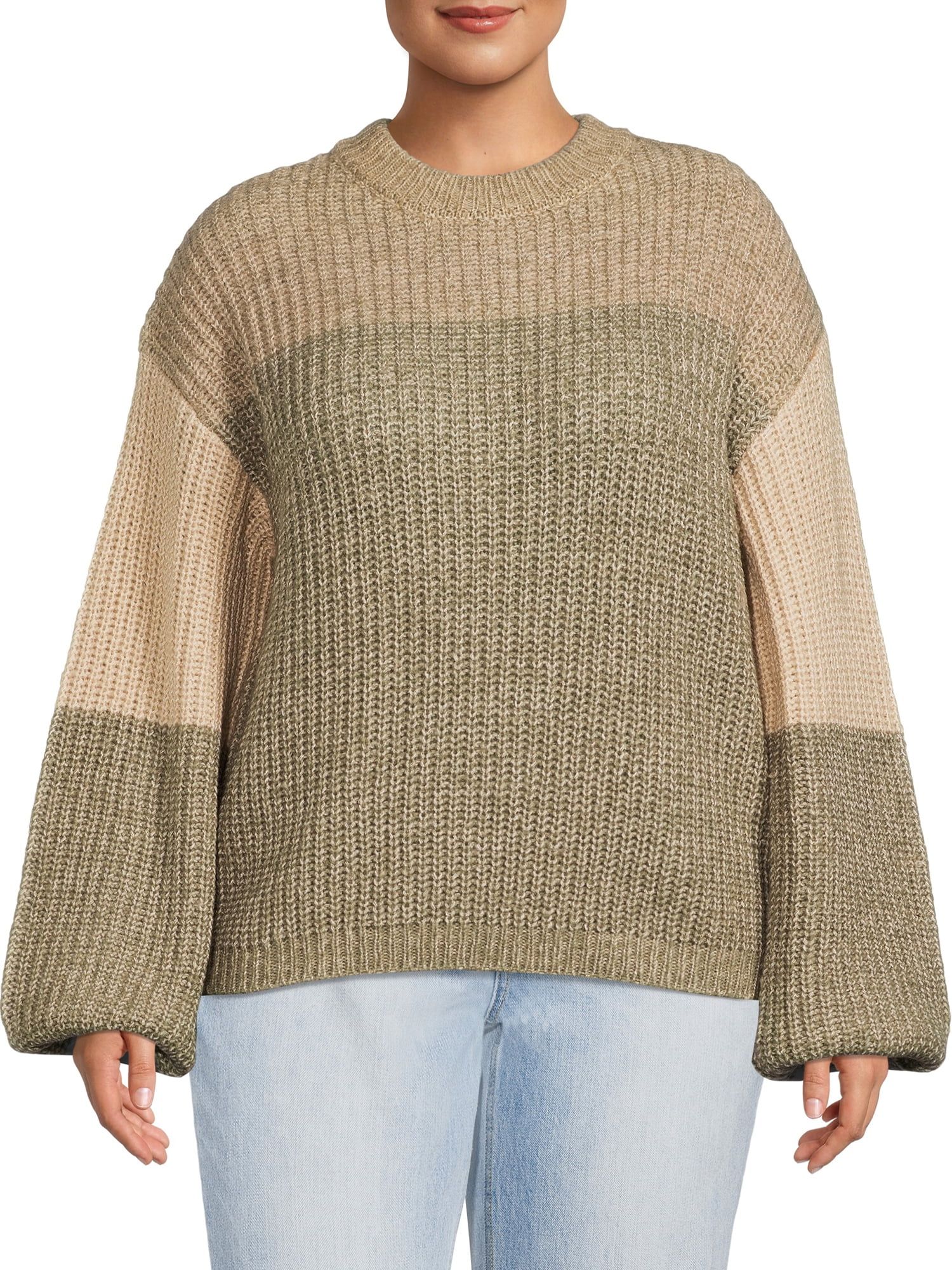 Wet Seal Juniors’ Plus Size Colorblocked Mock Neck Sweater | Walmart (US)