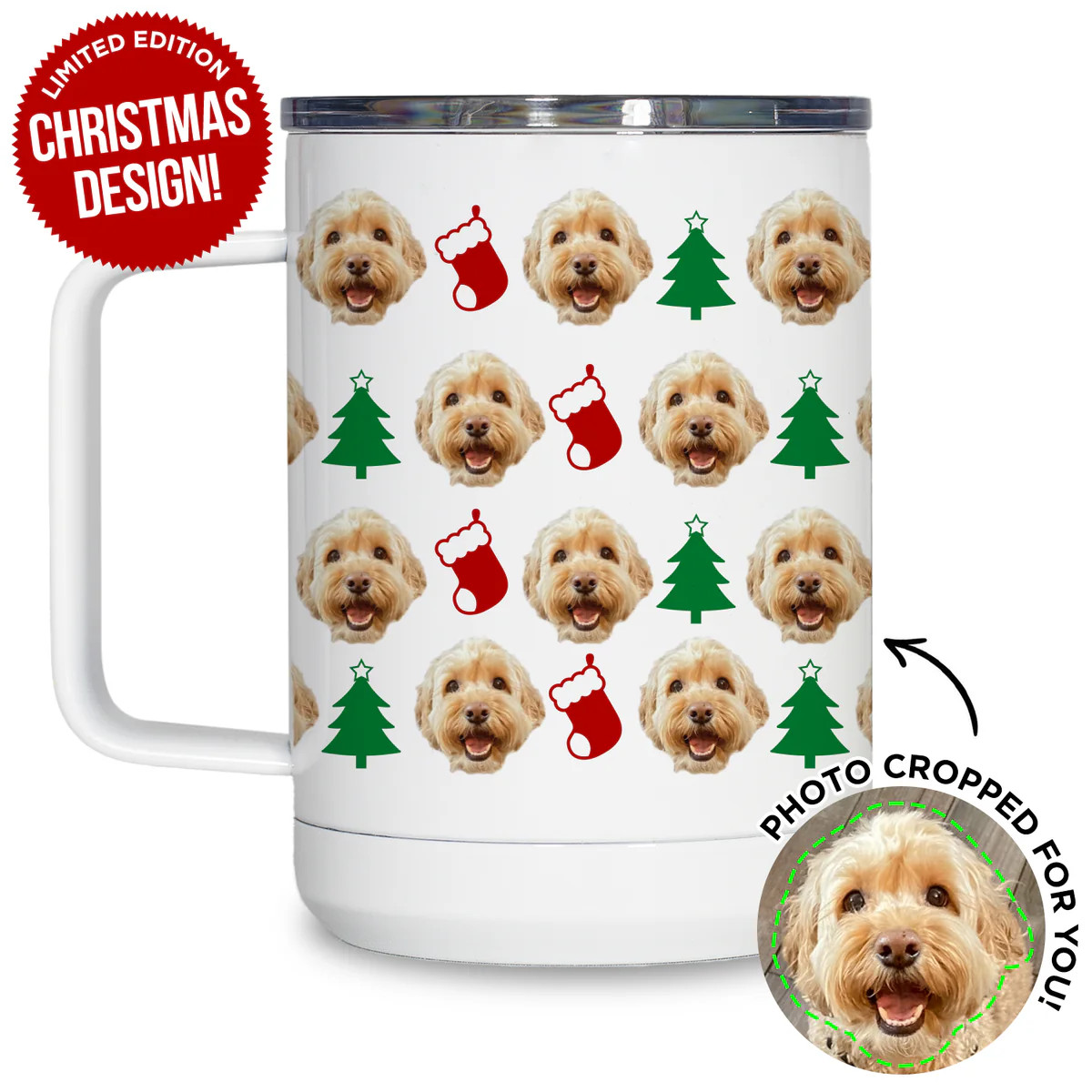 Personalized Pet Christmas Pattern Travel Mug | Type League Press