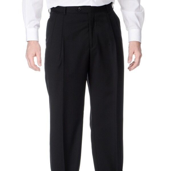 Palm Beach Men's Stretchable Waistband Pleated Front Black Pant | Bed Bath & Beyond