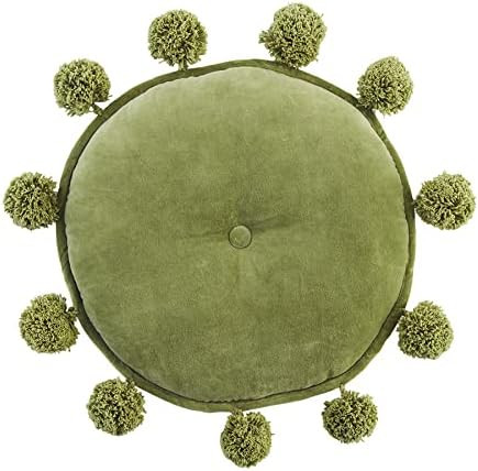 Mud Pie Round Velvet Pillow, 18" Dia, Green | Amazon (US)