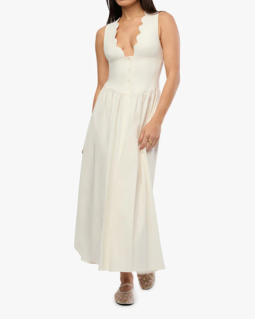 Button Front Scallop Dress | We Wore What