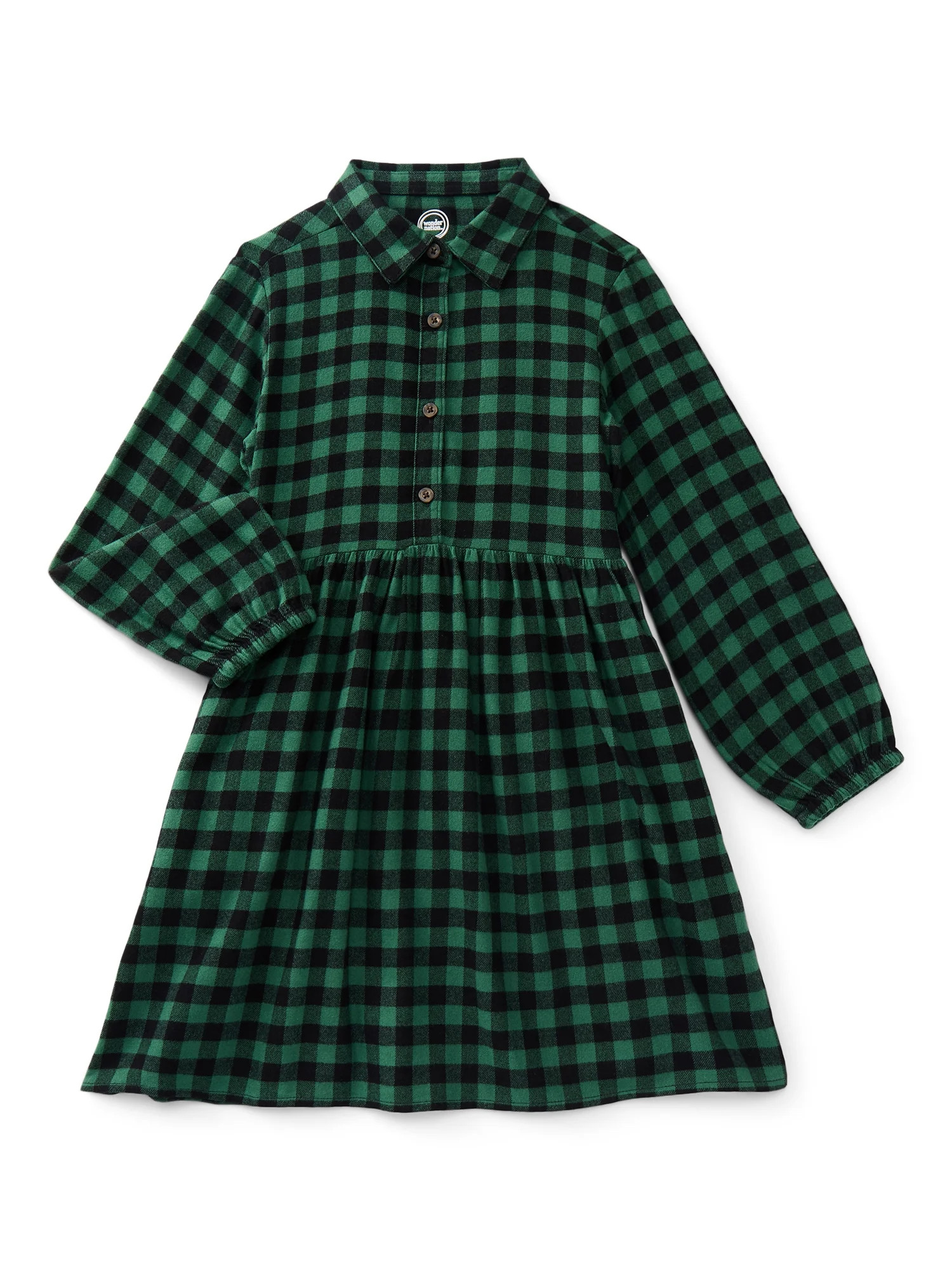 Wonder Nation Girls Flannel Dress with Long Sleeves, Sizes 4-18 & Plus - Walmart.com | Walmart (US)