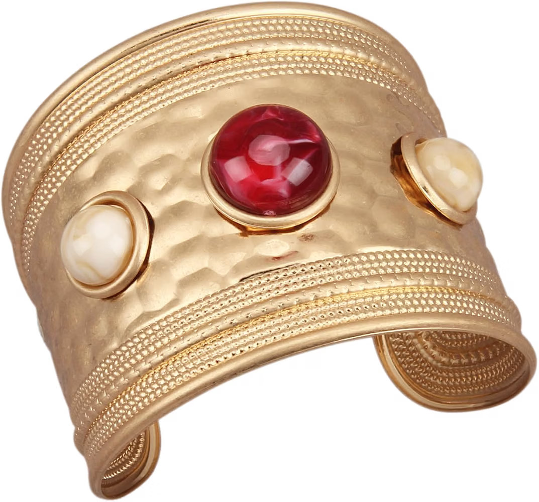 Chunky Gold Bracelet Trendy Large Gold Cuff Bracelets for Women | Amazon (US)
