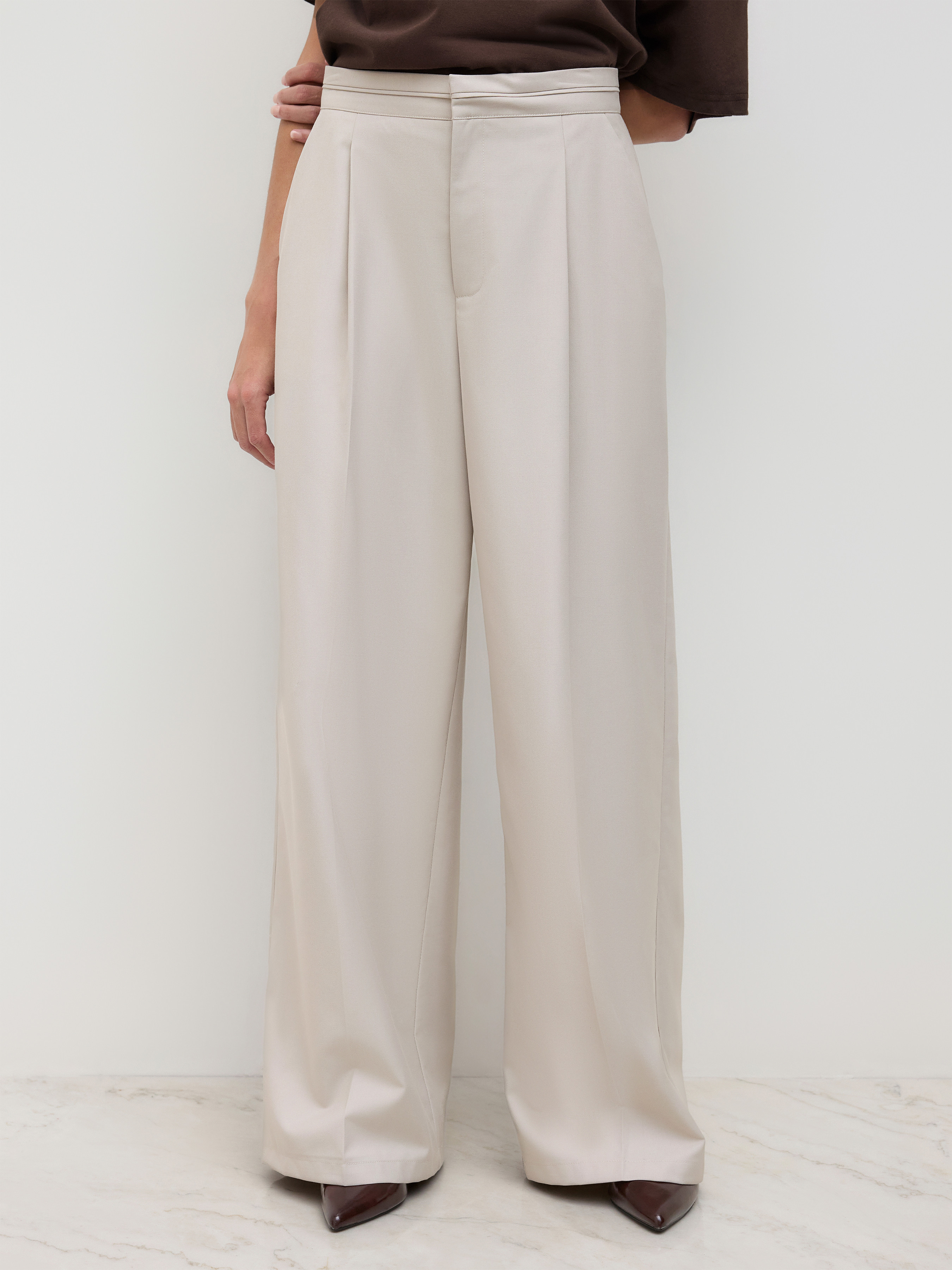 Woven High Rise Straight Leg Trousers For Work | Cider